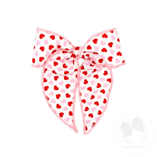 Microfiber Heart Printed Bowtie with Twisted Wrap and Whimsy Tails