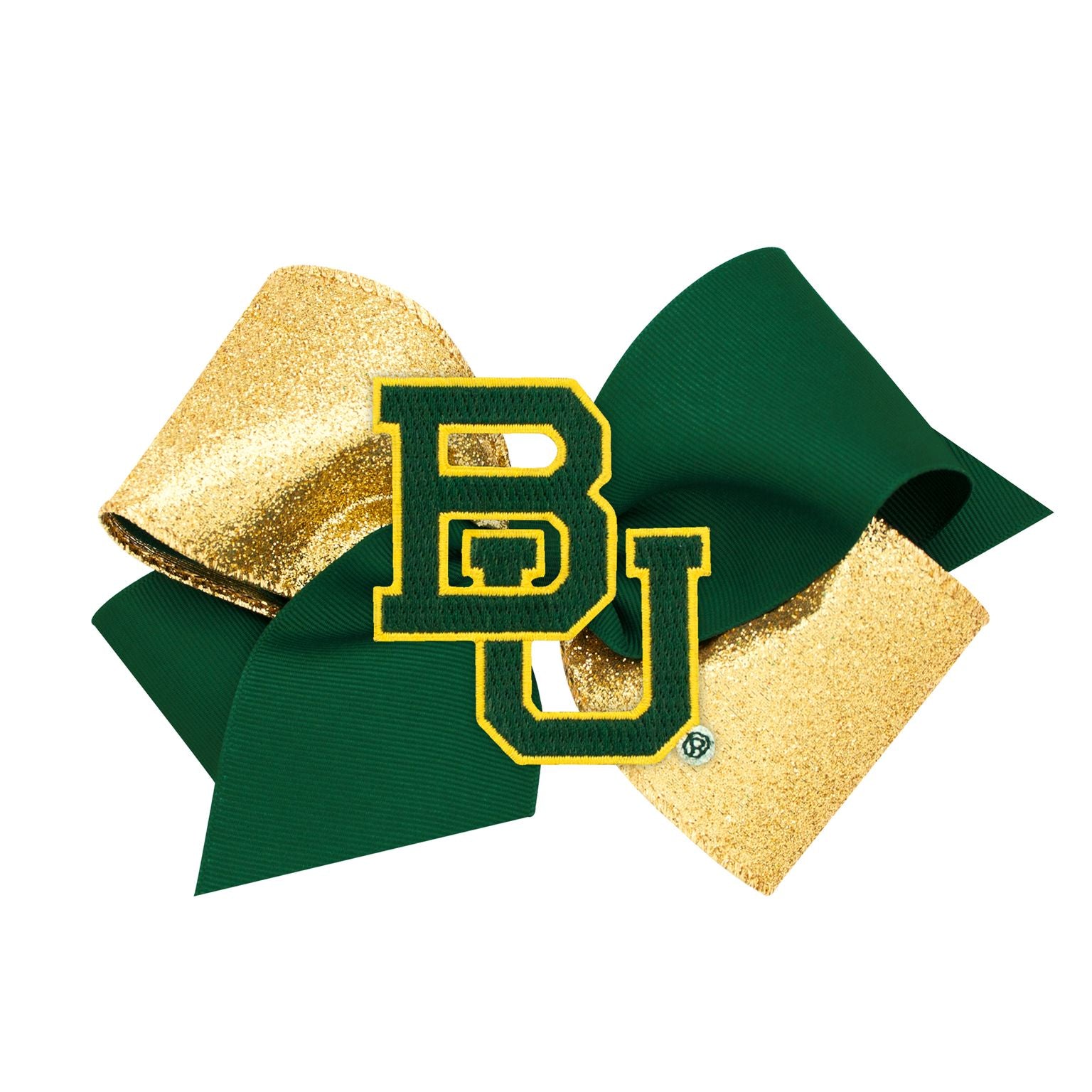 King Two Tone Glitter Grosgrain Bow with Patch | Baylor