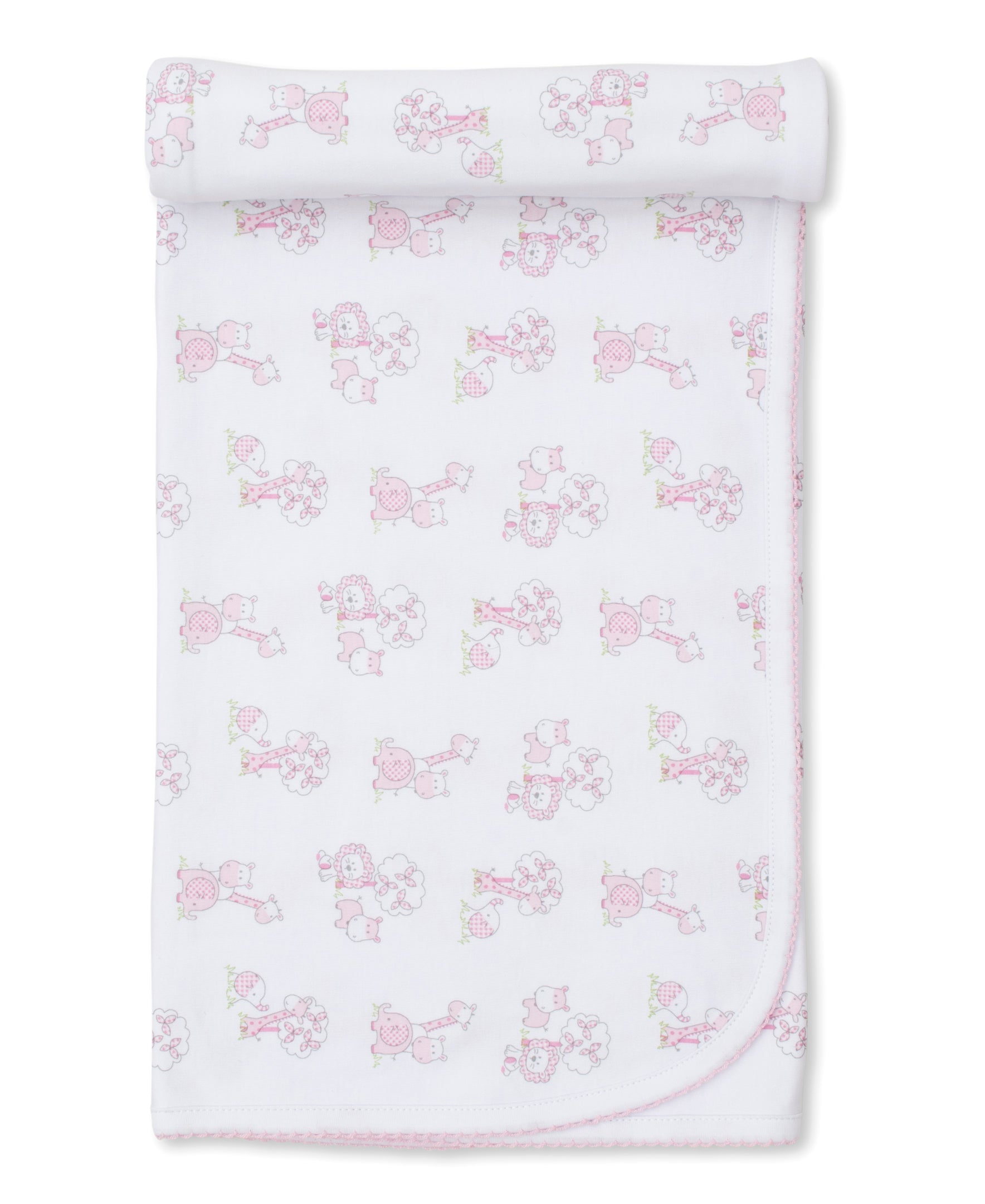 Gingham Jungle Pink Baby Blanket