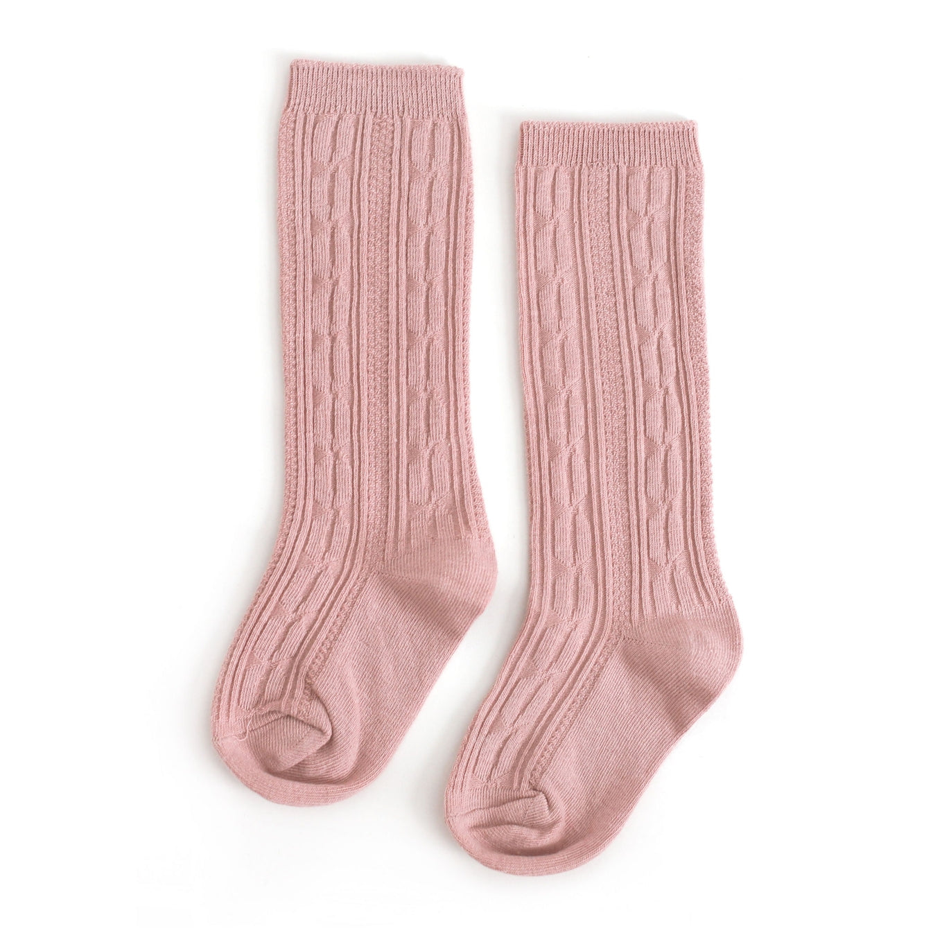 Cable Knit Knee High Socks | Blush