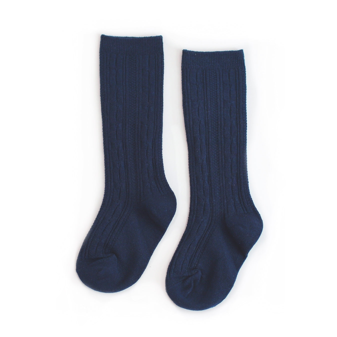Cable Knit Knee High Socks | Navy