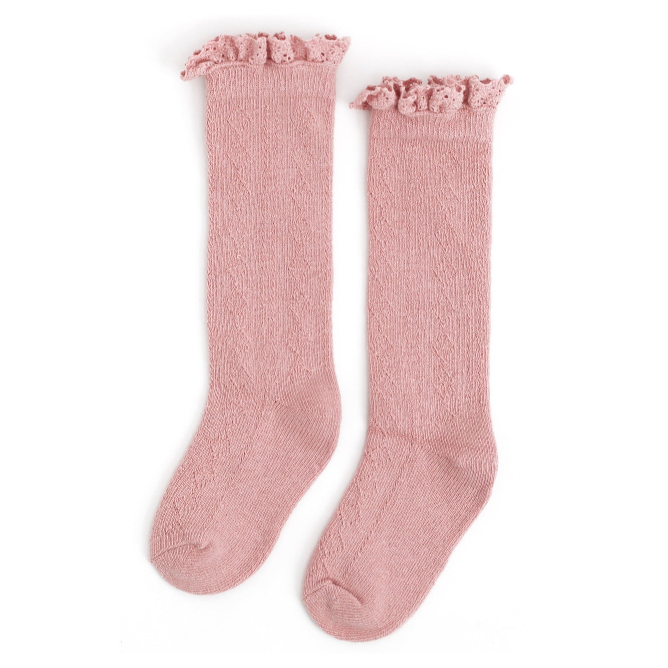 Fancy Lace Top Knee High Socks | Blush