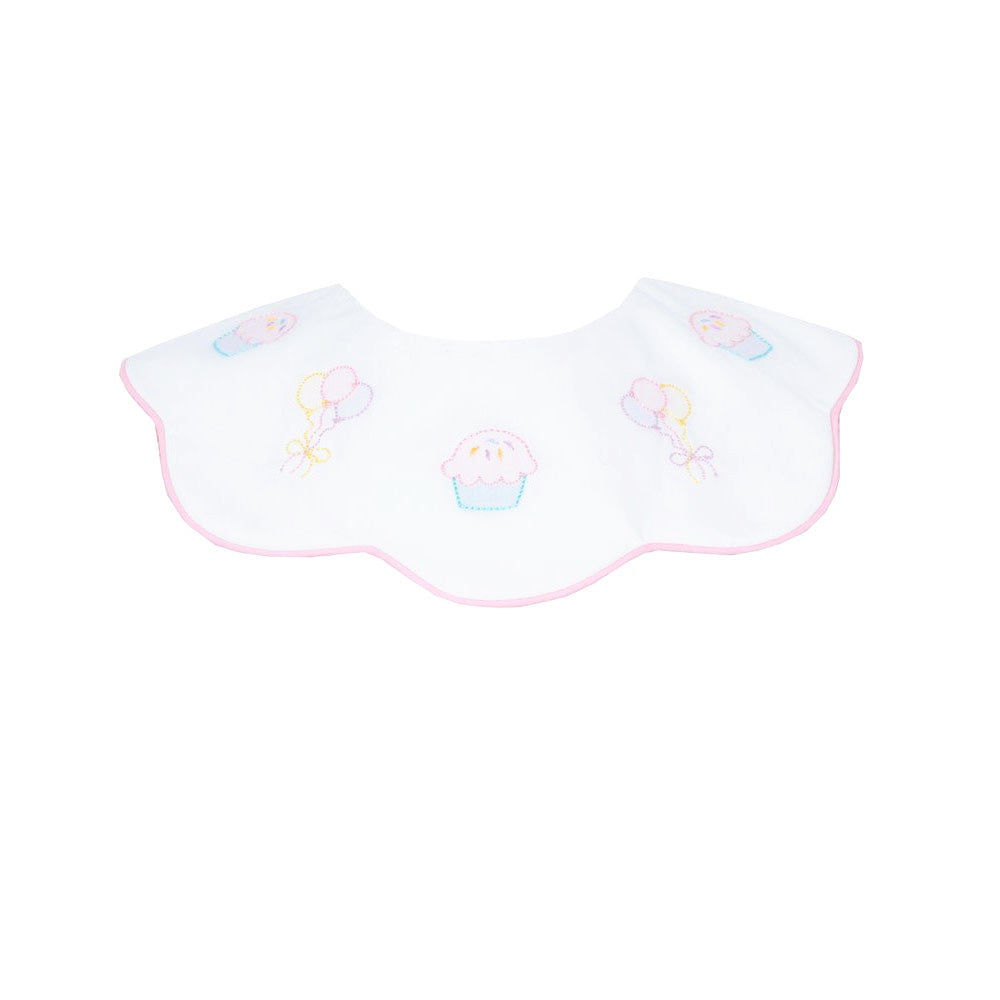 Girls Scallop Collar Pink Gingham Bubble with Birthday Embroidery