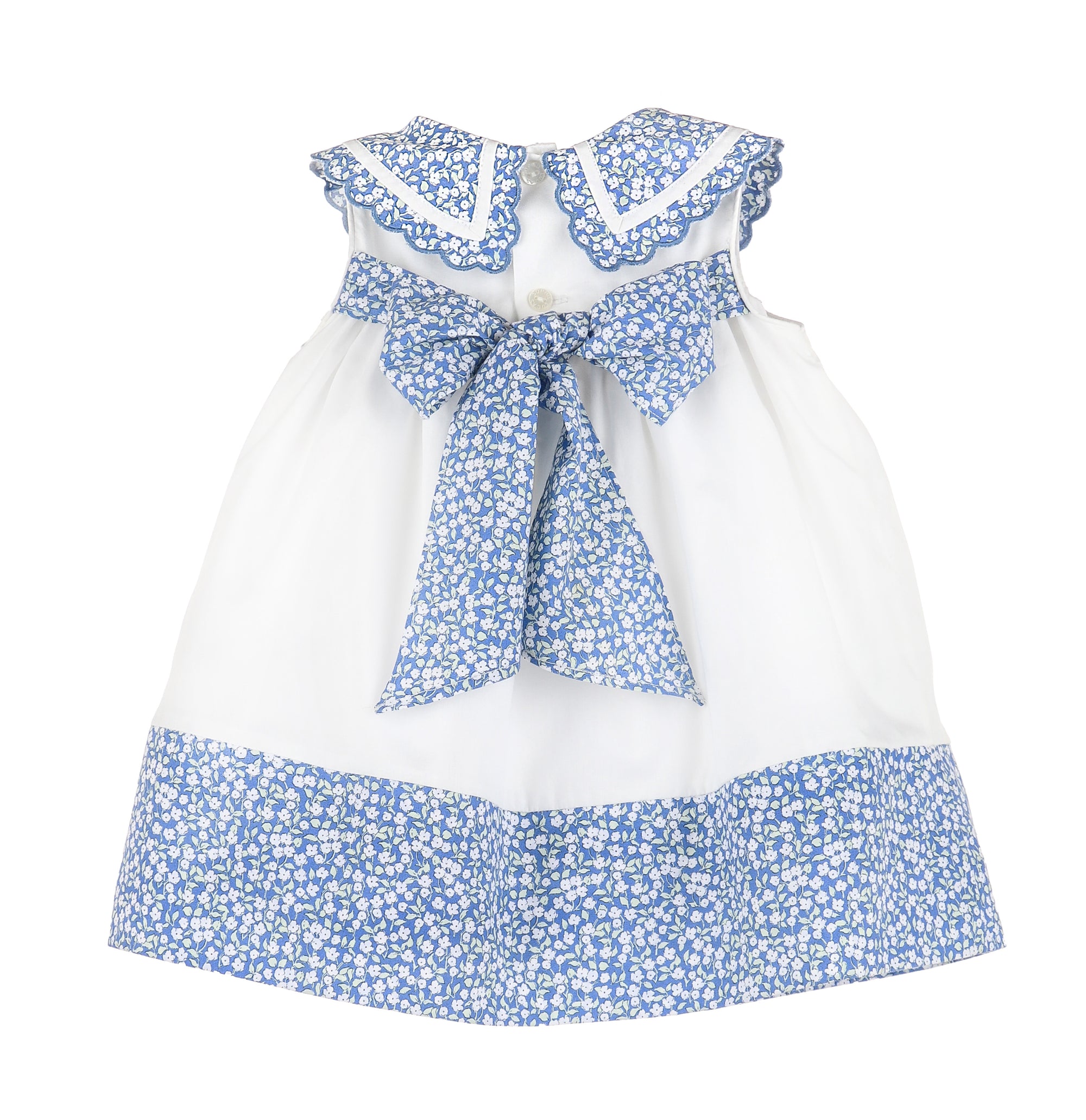Bloomy Collar Embroidered Dress | Blue Floral Print