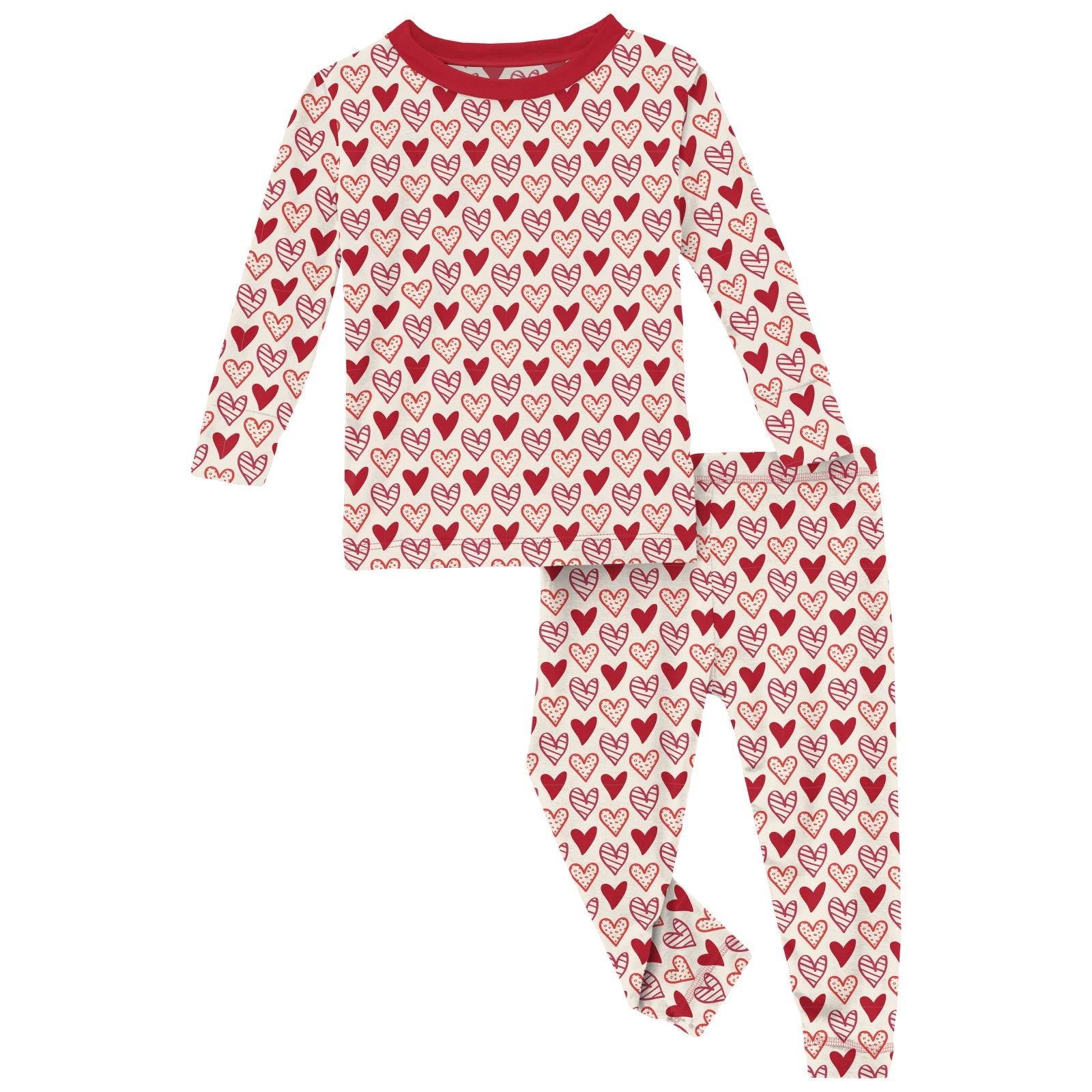 Long Sleeve Pajama Set | Natural Heart Doodles