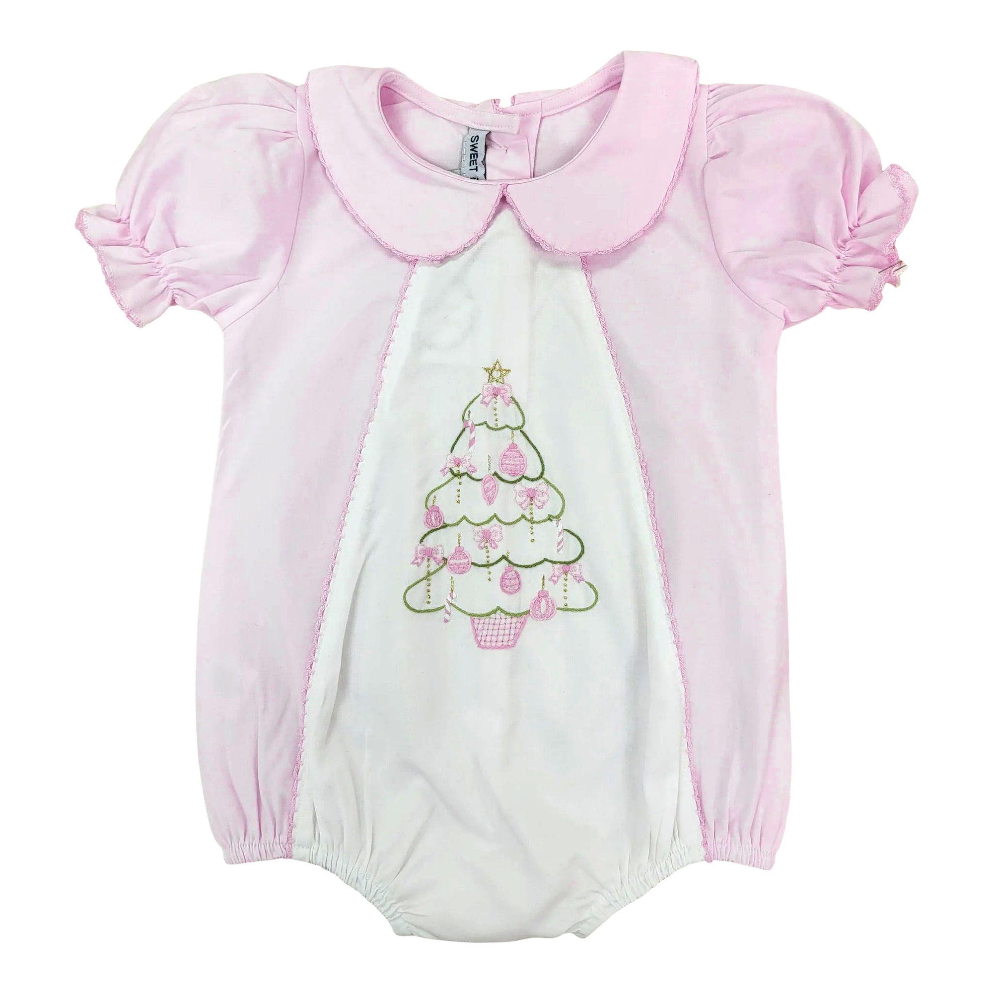 Pink Christmas Tree Embroidered Bubble