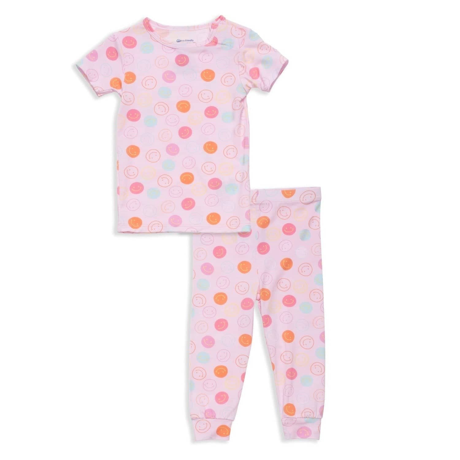 Pink Smile Modal Magnetic Toddler Short Sleeve Pajama Set