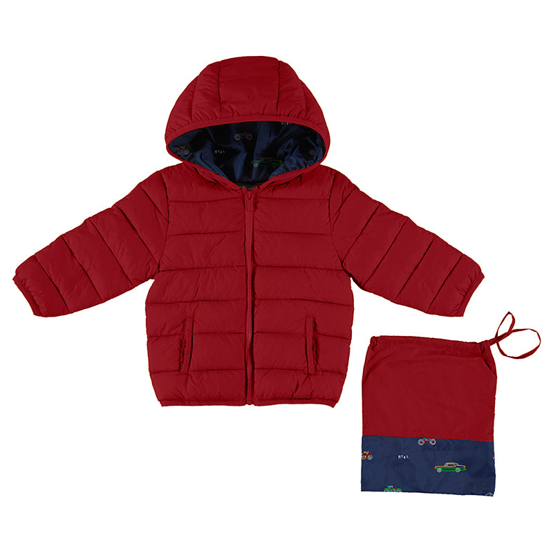 Baby Boys Puffer Jacket with Hood | Red