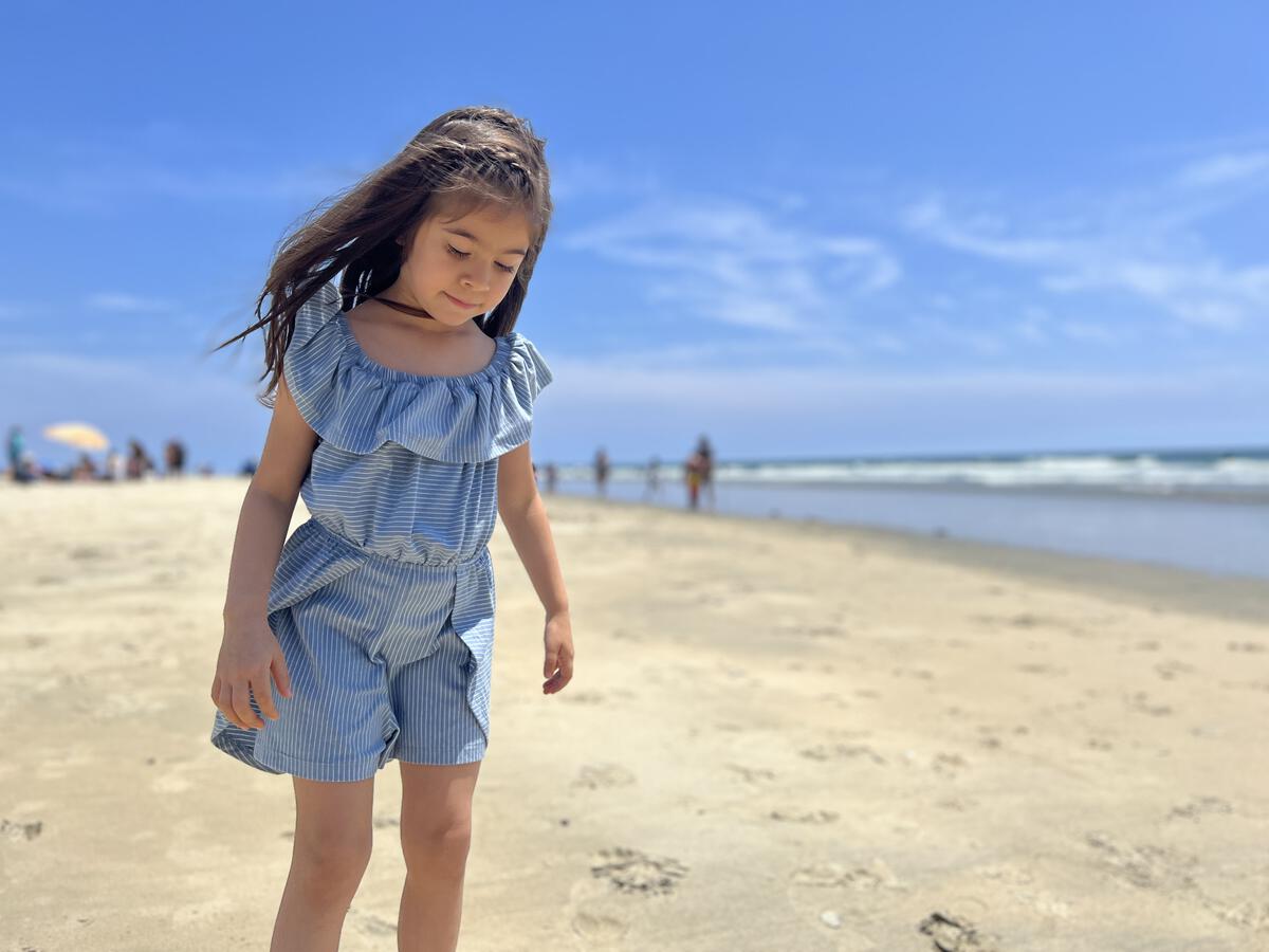 Dolly Romper | Chambray Blue Stripe