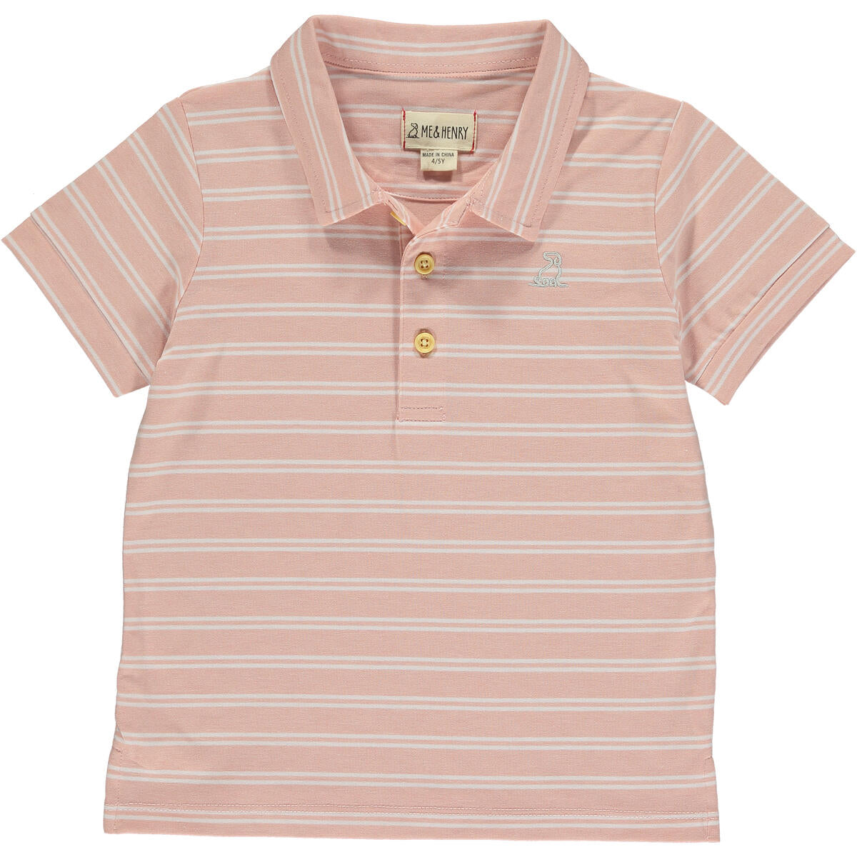 Peach Stripe Pique Polo Shirt