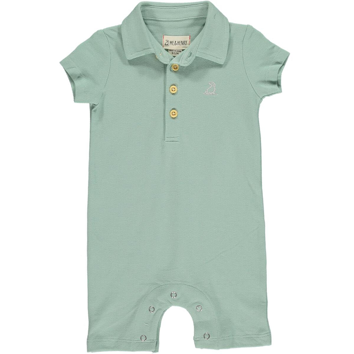 Drift Pique Polo Romper | Sage