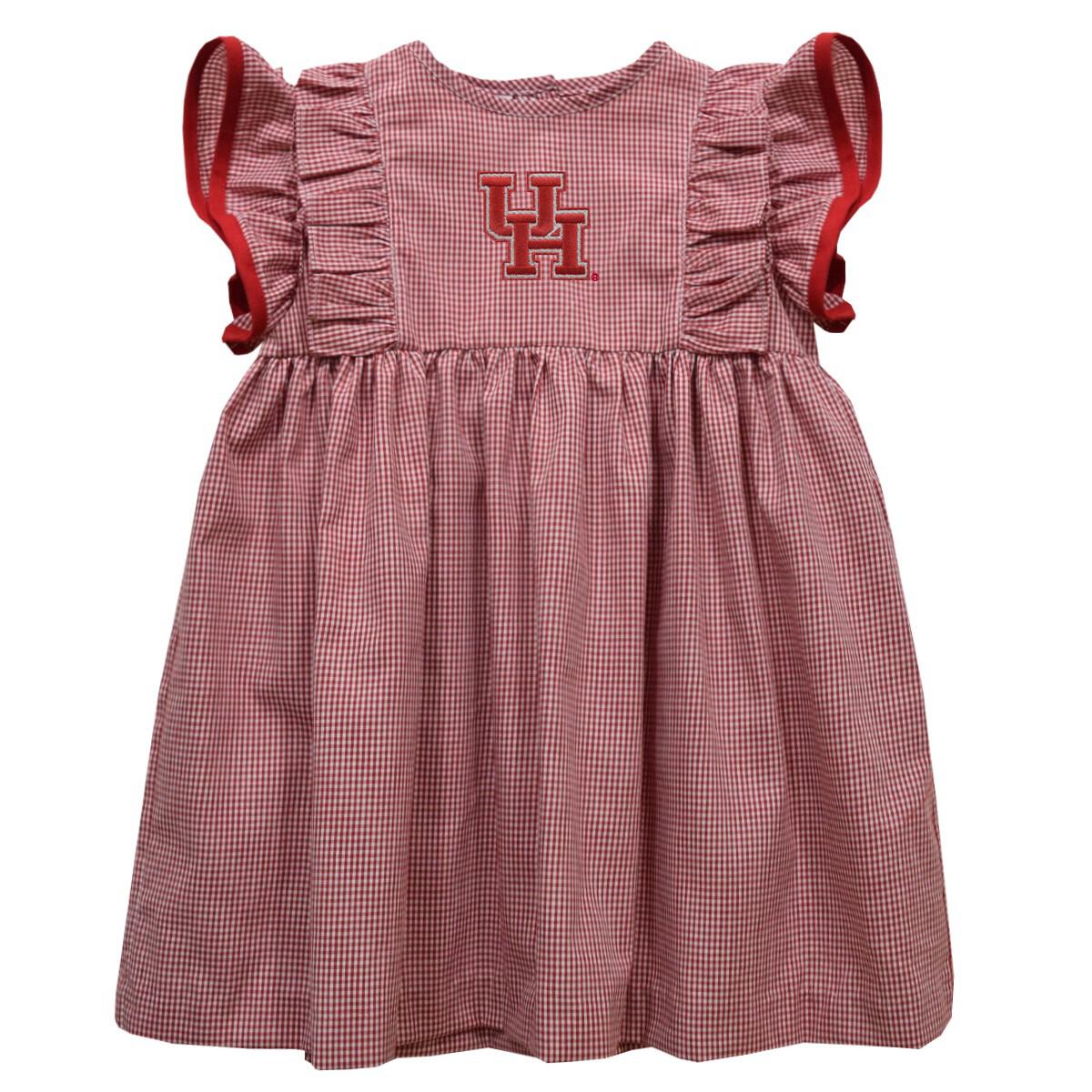University of Houston Cougars Red Gingham Ruffle Dress