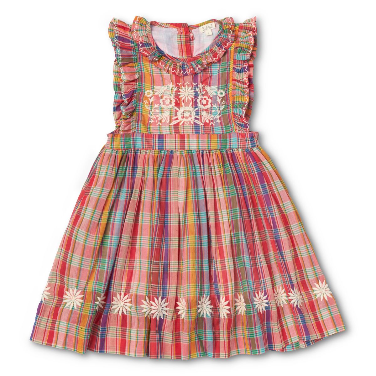 Mini Clover Dress in Red Madras Plaid