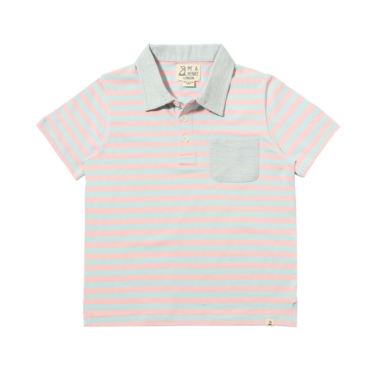 Anchor Stripe Polo | Pink and Sky Blue