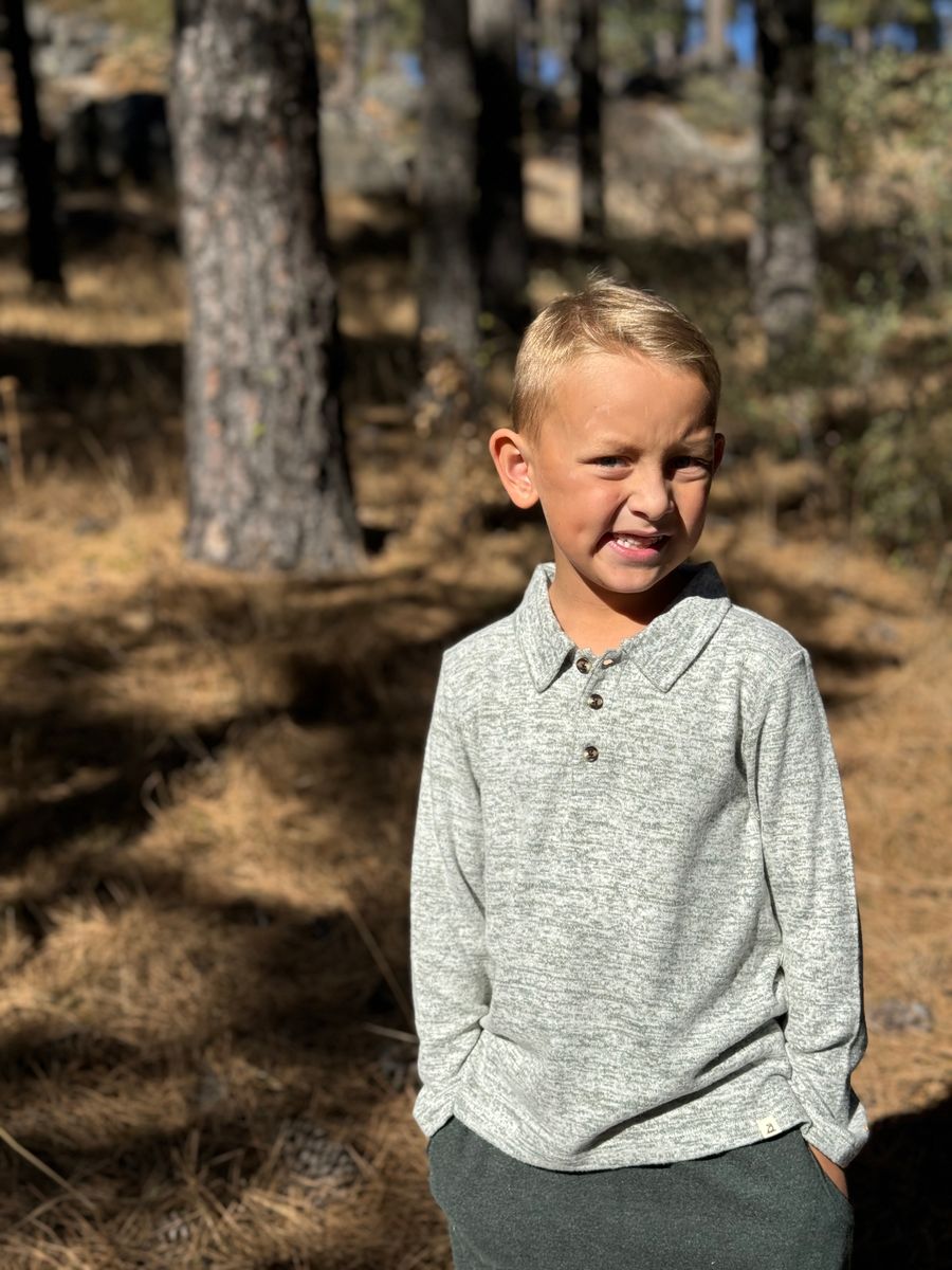 Spencer Long Sleeve Polo Shirt | Heathered Green