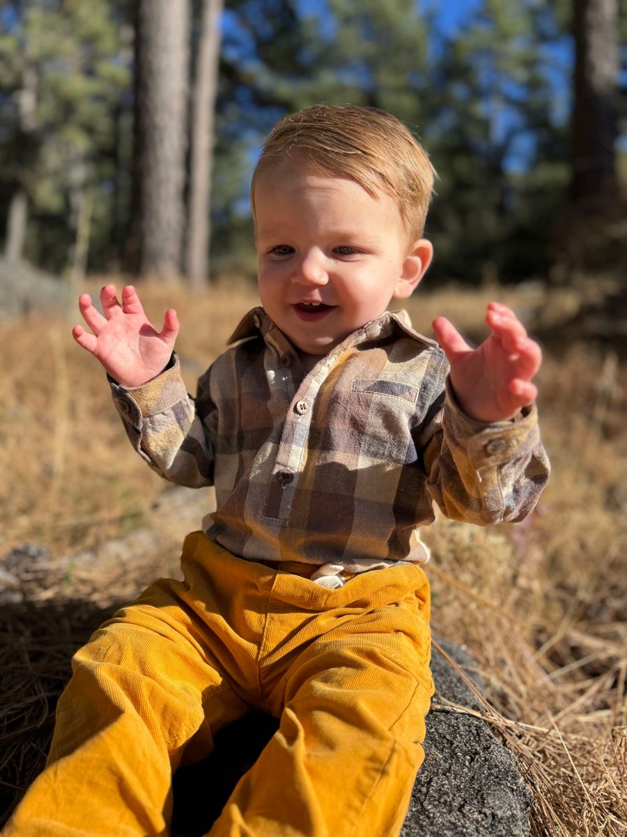 Jasper Long Sleeve Woven Onesie | Brown Madras