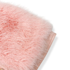 Leather Trimmed Faux Fur Vest | Pink