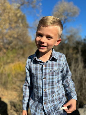 Atwood Woven Long Sleeve Woven Shirt | Navy Sky Multi