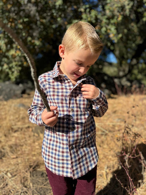 Atwood Woven Long Sleeve Woven Shirt | Burgundy Navy Plaid