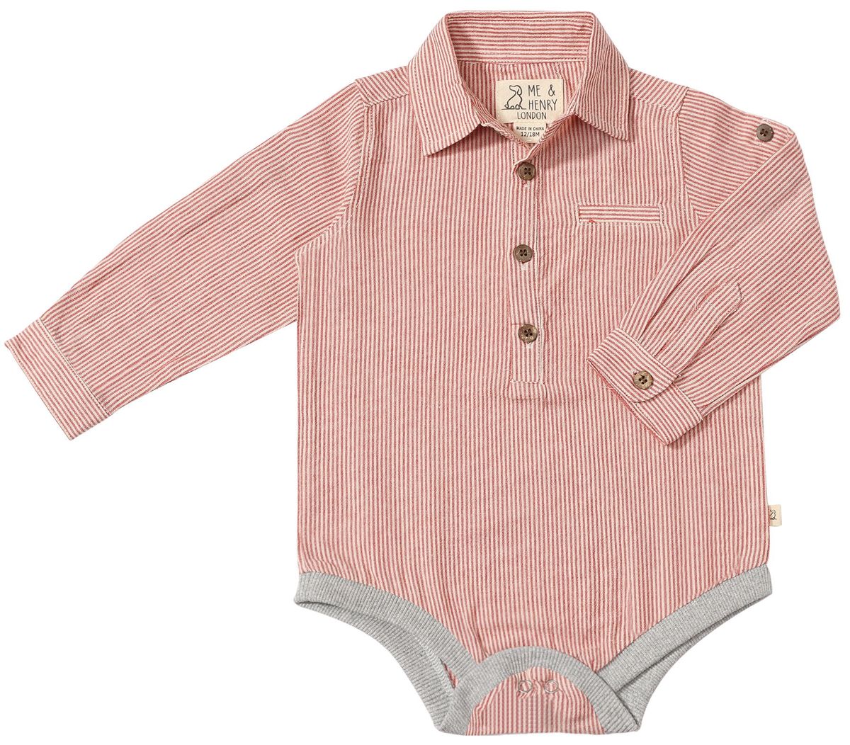 Jasper Long Sleeve Onesie | Red Mini Stripe
