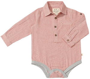 Jasper Long Sleeve Onesie | Red Mini Stripe