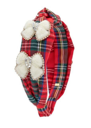 Glitter Bow Plaid Knot Headband | Assorted