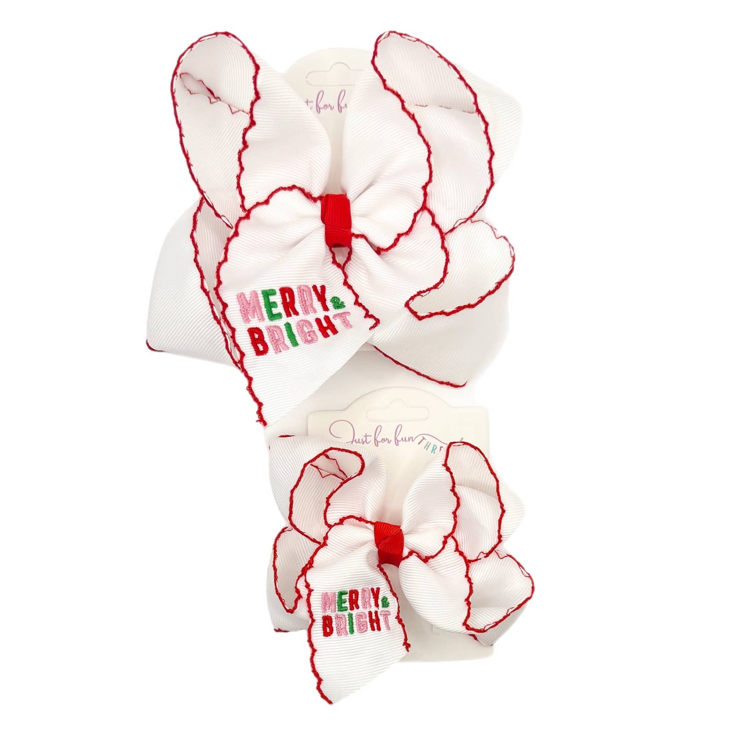 Merry and Bright Moonstitch Grosgrain Hair Bow