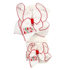 Merry and Bright Moonstitch Grosgrain Hair Bow