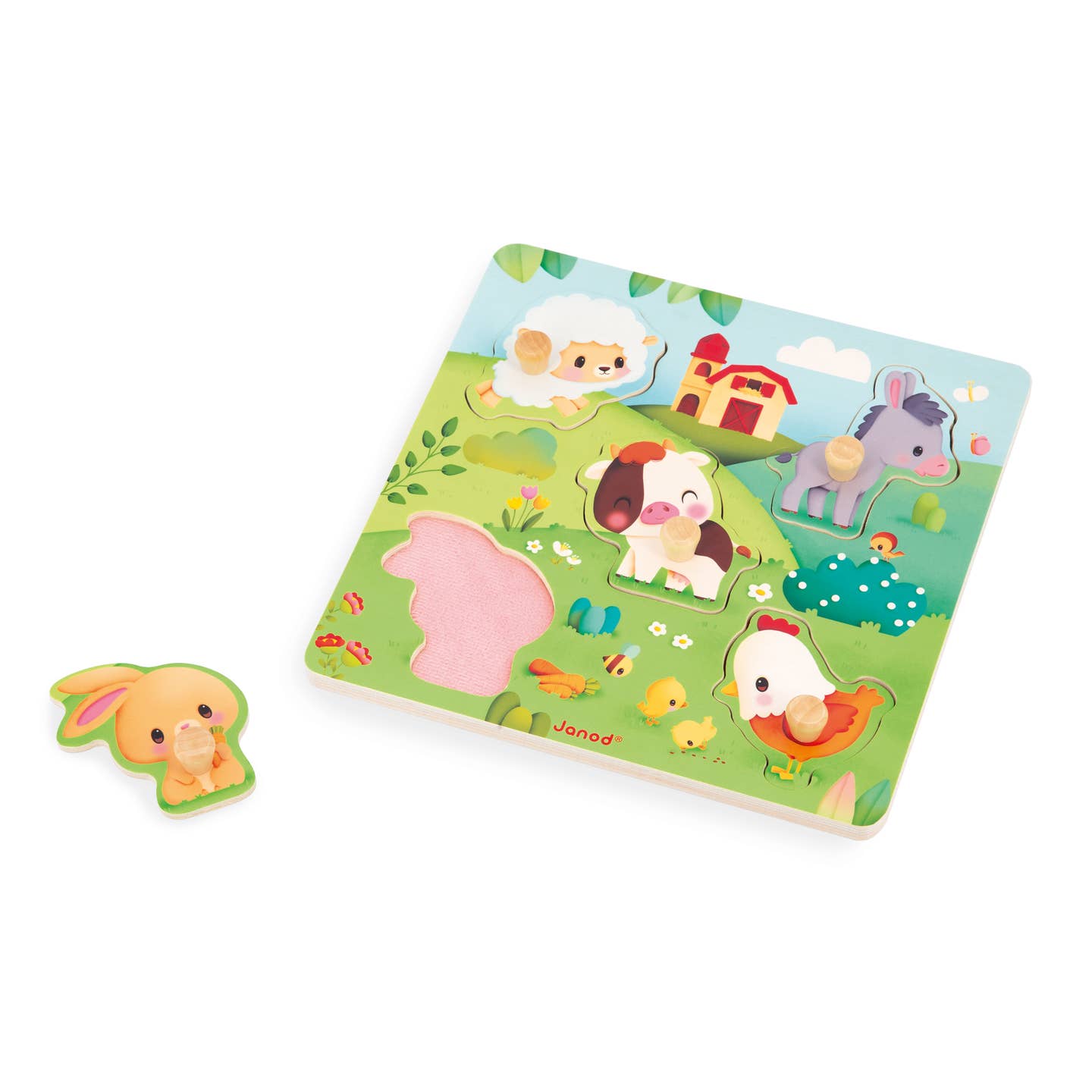 Tactile Wooden Peg Puzzle | Farm