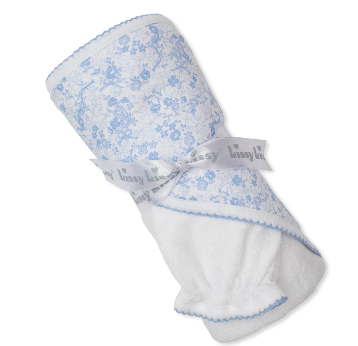 Old English Roses Blue Hooded Towel with Mitt Set