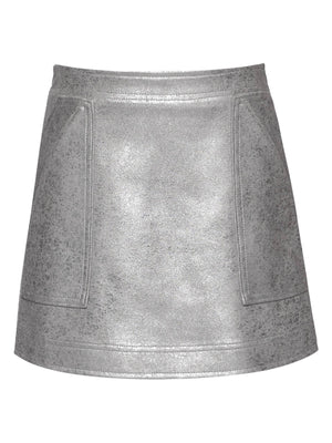 Shimmer Foil Faux Leather Aline Skirt