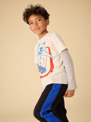 Long Sleeve Layered Graphic Tee | Skater Moon Bear