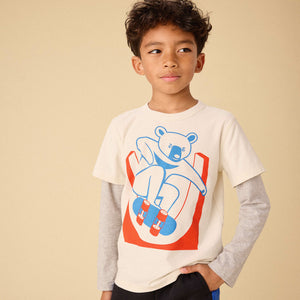 Long Sleeve Layered Graphic Tee | Skater Moon Bear