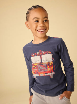 Long Sleeve Layered Graphic Tee | Firetruck