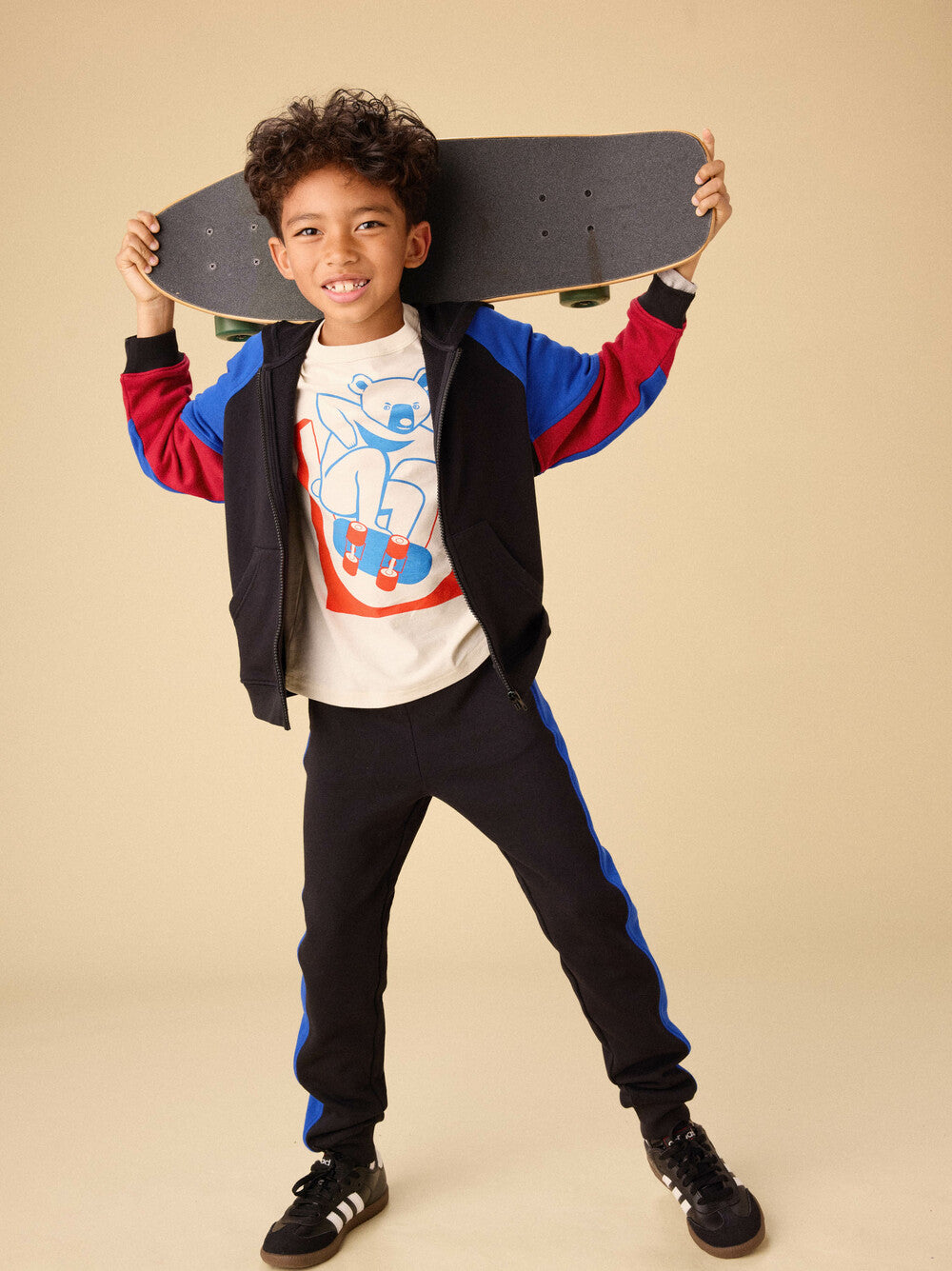 Long Sleeve Layered Graphic Tee | Skater Moon Bear