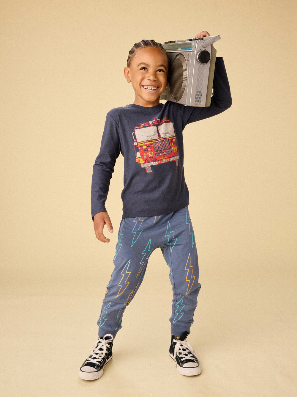 Long Sleeve Layered Graphic Tee | Firetruck