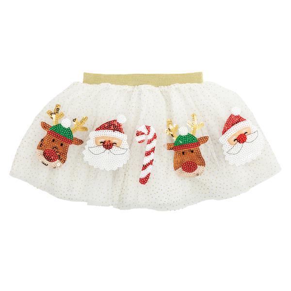 White Christmas Sequin Tutu Skirt