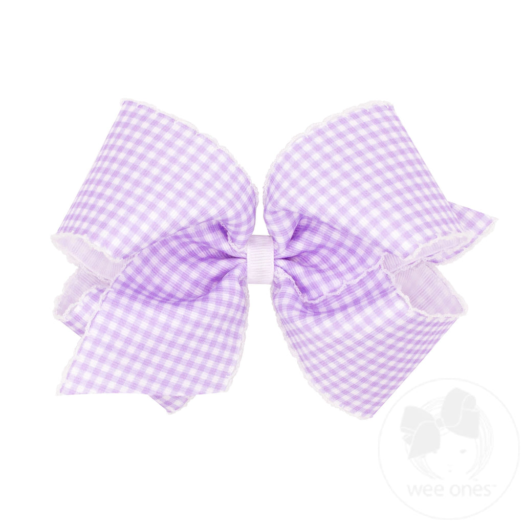 King Gingham-Printed Grosgrain Hair Bow with Moonstitch Edge | Assorted