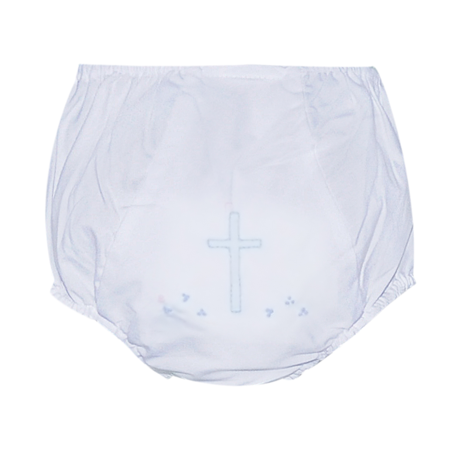 White Embroidered Landon Diaper Cover | Blue Cross