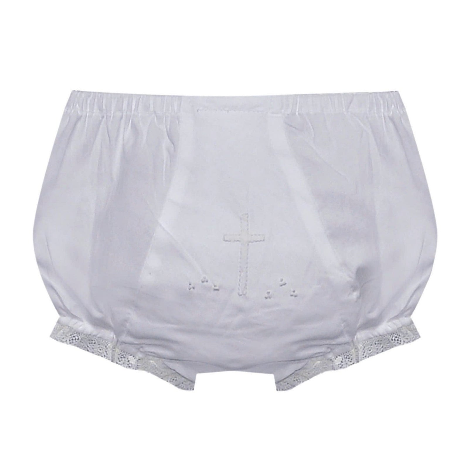 White Embroidered Landon Diaper Cover | Ecru Cross