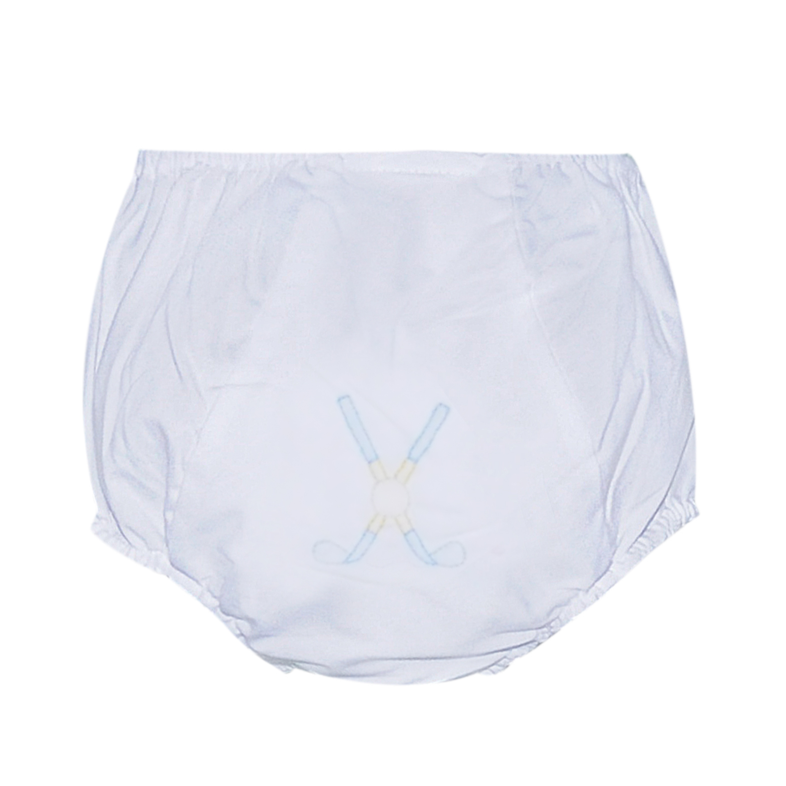 White Embroidered Landon Diaper Cover | Golf Clubs
