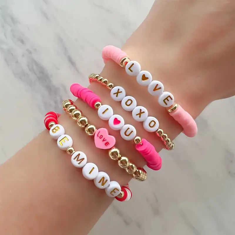 Valentines Polymer Bead Bracelets | Assorted