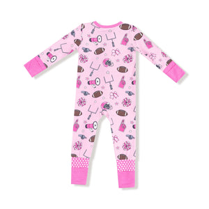 Game Day Pink Bamboo 2 Way Zipper Romper