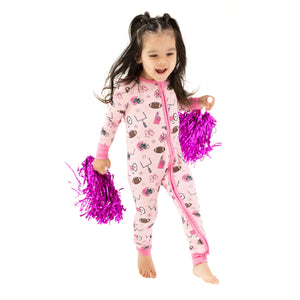 Game Day Pink Bamboo 2 Way Zipper Romper