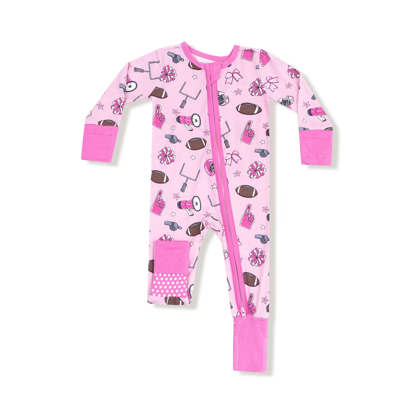 Game Day Pink Bamboo 2 Way Zipper Romper