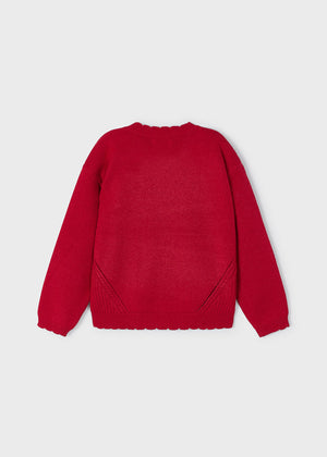 Girls Knit Pullover Sweater | Red