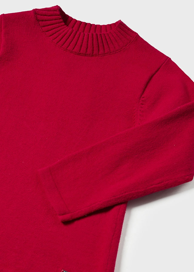 Baby Girls Knit Mock Neck Top | Red