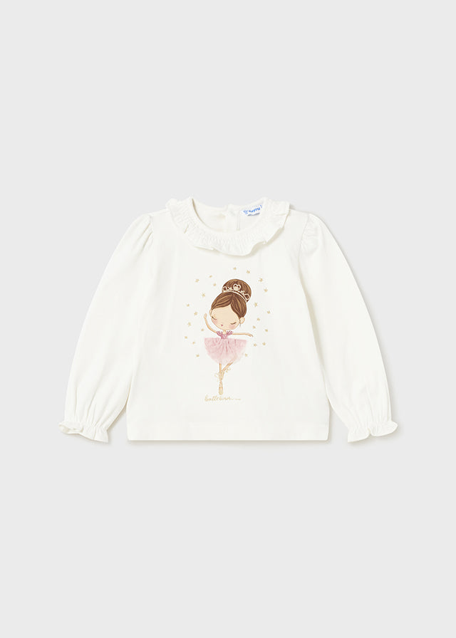 Baby Girls Long Sleeve Graphic T-Shirt | Raw Pink