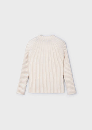 Girls Ribbed Mock Neck Top | Chickpea