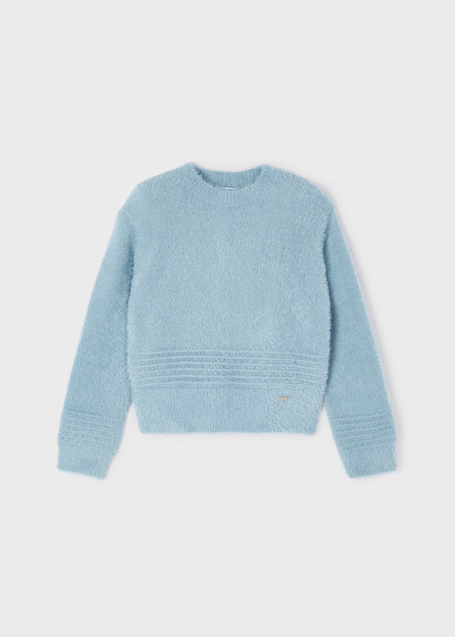 Girls Soft Fuzzy Pullover Sweater | Bluebell